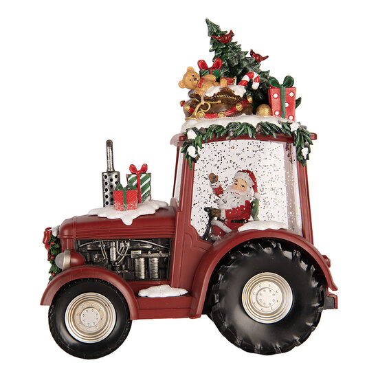 Clayre &amp; Eef   | Muziekdoos Tractor met LED Rood Zwart 21x13x25 cm / 3xAA | 6PR6182
