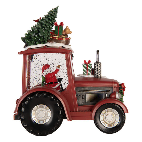 Clayre &amp; Eef   | Muziekdoos Tractor met LED Rood Zwart 21x13x25 cm / 3xAA | 6PR6182