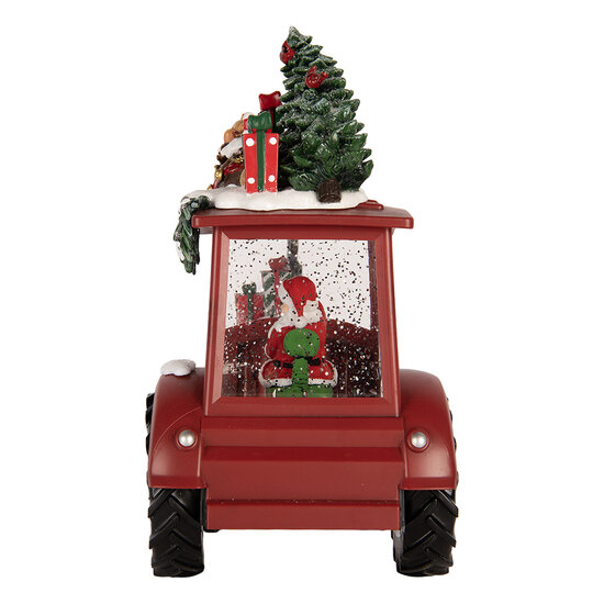 Clayre &amp; Eef   | Muziekdoos Tractor met LED Rood Zwart 21x13x25 cm / 3xAA | 6PR6182