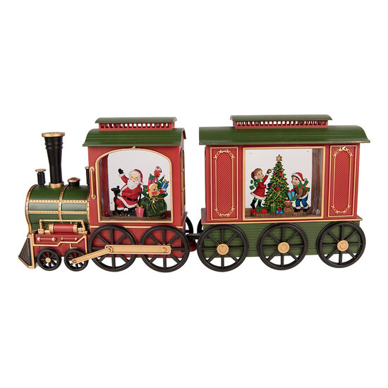 Clayre &amp; Eef   | Muziekdoos Trein met LED Rood Groen 25x9x19 / 24x9x19 cm / 6xAA | 6PR6197