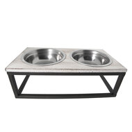 Clayre & Eef | Voerbak Hond Kat Bruin 30x15x10 cm / 2x200 ml | 6Y2800