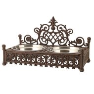 Clayre & Eef | Voerbak Hond Kat Bruin, Zwart 46x25x27 cm / 2x800 ml | 40322