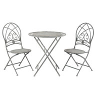 Clayre & Eef | Bistroset Bistrotafel Bistrostoel 3-delig Grijs ø 70x76 / 42x54x93 cm (2) | 5Y0387