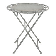 Clayre & Eef | Bistroset Bistrotafel Bistrostoel 3-delig Grijs ø 70x76 / 42x54x93 cm (2) | 5Y0387
