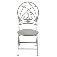 Clayre & Eef | Bistroset Bistrotafel Bistrostoel 3-delig Grijs ø 70x76 / 42x54x93 cm (2) | 5Y0387