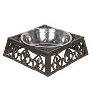Clayre & Eef | Voerbak Hond Kat Bruin 28x28x8 cm / 820 ml | 6Y3061