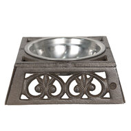 Clayre & Eef | Voerbak Hond Kat Bruin 18x18x6 cm / 300 ml | 6Y3060