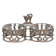 Clayre & Eef | Voerbak Kat Bruin 35x16x15 cm / 2x750 ml | 6Y3486