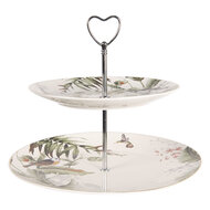 Clayre & Eef | Etagère 2 laags Wit, Groen ø 26x24 cm | TRBET
