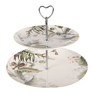 Clayre & Eef | Etagère 2 laags Wit, Groen ø 26x24 cm | TRBET