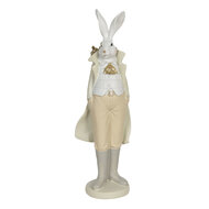 Clayre & Eef | Decoratie Beeld Konijn Wit, Geel 11x10x37 cm | 6PR3176