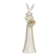 Clayre & Eef | Decoratie Beeld Konijn Wit, Geel 11x10x37 cm | 6PR3177