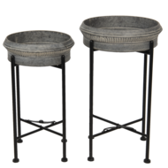 Clayre & Eef | Plantenstandaard Binnen Set van 2 Zwart ø 40x68 / ø 35x61 cm | 5Y0779