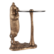 Clayre & Eef | Bijzettafel Kat Koperkleurig, Zwart 40x36x51 cm | 6AL0051