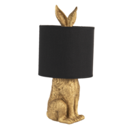Clayre & Eef | Tafellamp Konijn Goudkleurig, Zwart ø 20x43 cm E27/max 1x60W | 6LMC0013GO