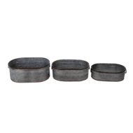 Clayre & Eef | Bloempotten Binnen Set van 3 Grijs 57x36x22 / 51x33x18 / 47x29x15 cm | 6Y4294