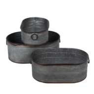 Clayre & Eef | Bloempotten Binnen Set van 3 Grijs 57x36x22 / 51x33x18 / 47x29x15 cm | 6Y4294