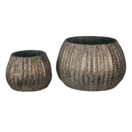 Clayre & Eef | Bloempotten Binnen Set van 2 Koperkleurig ø 40x25 / ø 28x19 cm | 6Y4308