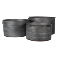 Clayre & Eef | Bloempotten Binnen Set van 3 Grijs ø 51x30 / ø 46x26 / ø 41x23 cm | 6Y4293