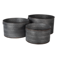 Clayre & Eef | Bloempotten Binnen Set van 3 Grijs ø 51x30 / ø 46x26 / ø 41x23 cm | 6Y4293