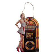Clayre & Eef | Wanddecoratie Jukebox Zwart, Geel 37x1x60 cm | 6Y4398