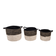 Clayre & Eef | Opbergmanden Set van 3 Zwart ø 52x31 / ø 46x27 / ø 37x23 cm | 6RO0528