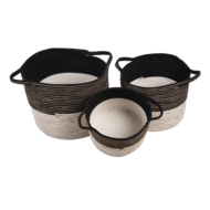 Clayre & Eef | Opbergmanden Set van 3 Zwart ø 52x31 / ø 46x27 / ø 37x23 cm | 6RO0528