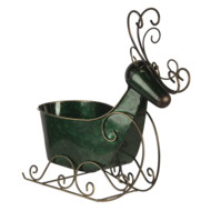 Clayre & Eef | Kerstdecoratie Beeld Rendier Groen 34x17x37 cm | 6Y4444