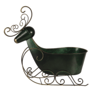 Clayre & Eef | Kerstdecoratie Beeld Rendier Groen 34x17x37 cm | 6Y4444
