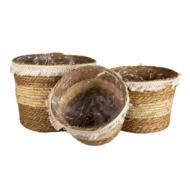 Clayre & Eef | Opbergmanden Set van 3 Bruin ø 32x25 / ø 28x21 / ø 24x18 cm | 6RO0536