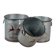 Clayre & Eef | Bloempotten Binnen Set van 3 Grijs ø 33x31 / ø 30x29 / ø 27x27 cm | 6Y4452