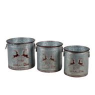 Clayre & Eef | Bloempotten Binnen Set van 3 Grijs ø 33x31 / ø 30x29 / ø 27x27 cm | 6Y4452