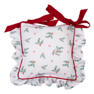 Clayre & Eef | Kussenhoes Stoelkussen Wit, Rood 40x40 cm | HCH25
