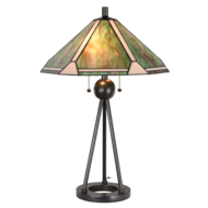 Clayre & Eef | Tiffany Tafellamp Groen, Bruin, Beige ø 50x73 cm E27/max 2x60W | 5LL-6165