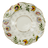Clayre & Eef | Kop en schotel Wit, Zwart 12x9x6 cm / ø 15x2 cm / 200 ml | 6CE1283