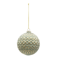 Clayre & Eef | Kerstballen Set van 4 Goudkleurig, Groen ø 10x10 cm | 6GL3294