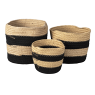 Clayre & Eef | Opbergmanden Set van 3 Zwart ø 22x19 cm | 6RO0531