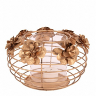 Windlicht bloemen Ø 19 cm goud ijzer | Dutch Style | 10927404 3