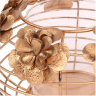 Windlicht bloemen Ø 19 cm goud ijzer | Dutch Style | 10927404 1