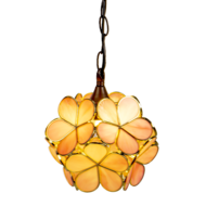 Clayre & Eef | Hanglamp Tiffany Roze, Geel 21x21x17/90 cm E14/max 1x40W | 5LL-6093