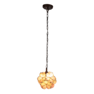Clayre & Eef | Hanglamp Tiffany Roze, Geel 21x21x17/90 cm E14/max 1x40W | 5LL-6093