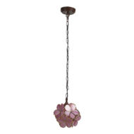 Clayre & Eef | Hanglamp Tiffany Roze, Geel 21x21x17/90 cm E14/max 1x40W | 5LL-6093