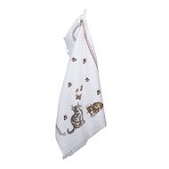 Clayre & Eef | Gastendoekje Wit, Bruin, Zwart 40x66 cm | CT014