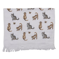 Clayre &amp; Eef   | Gastendoekje Wit, Grijs 40x66 cm | CT015