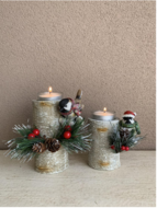 Set van 2 Kandelaar boomstronk met vogel groot & klein 14 cm / 11 cm theelichthouder | La Galleria | TPI-17572