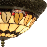 Clayre & Eef | Plafondlamp Tiffany Beige, Bruin ø 38x19 cm E14/max 2x40W | 5LL-5547