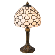 Clayre & Eef | Tiffany Tafellamp Wit, Bruin ø 21x38 cm E14/max 1x40W | 5LL-5879