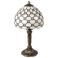 Clayre & Eef | Tiffany Tafellamp Wit, Bruin ø 21x38 cm E14/max 1x40W | 5LL-5879