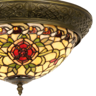Clayre & Eef | Plafondlamp Tiffany Rood, Groen ø 38x19 cm E14/max 2x40W | 5LL-5356