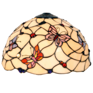 Clayre &amp; Eef   | Lampenkap Tiffany Beige, Roze &oslash; 30x20 cm | 5LL-770
